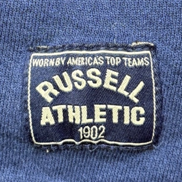 Vintage Russell Athletic Quarter Zip Sweatshirt USA Navy Blue XXL 90s - Picture 5 of 8